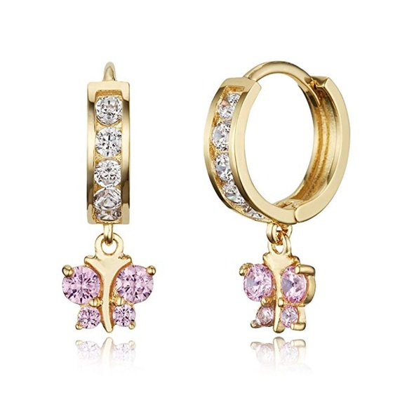 Other - Gold Plated Huggies Butterfly Hoop Earrings